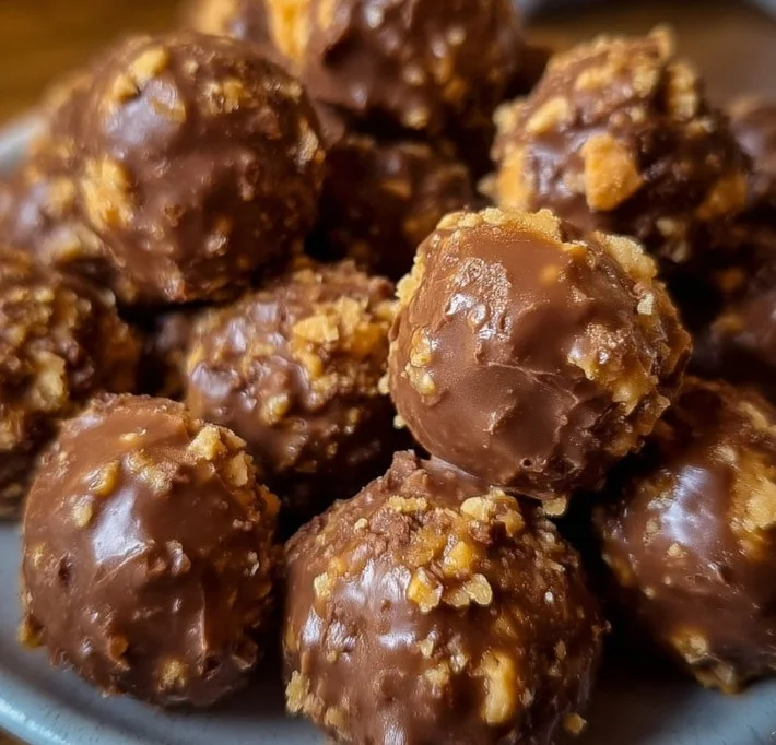 Delicious homemade Butterfinger Balls on a plate ready to enjoy