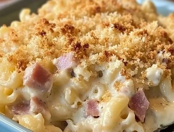 Delicious Chicken Cordon Bleu Casserole served in a baking dish