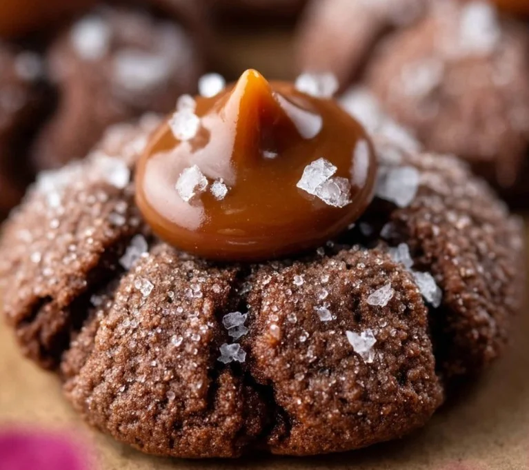 Delicious Chocolate Caramel Blossoms with a rich chocolate and caramel filling