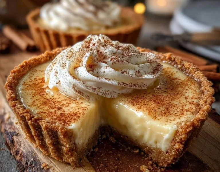 Delicious Christmas Eve Cinnamon-Vanilla Custard Pie served on a festive table