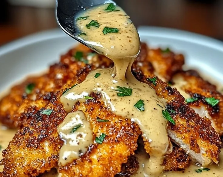 Crispy Parmesan Chicken with Garlic Sauce - Easy Dinner Recipe