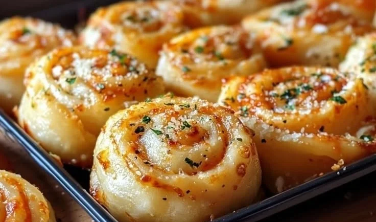 Easy New York pizza rolls filled with mozzarella and garlic butter