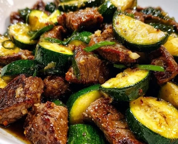 Garlic Butter Steak Bites served on a plate, garnished with parsley.
