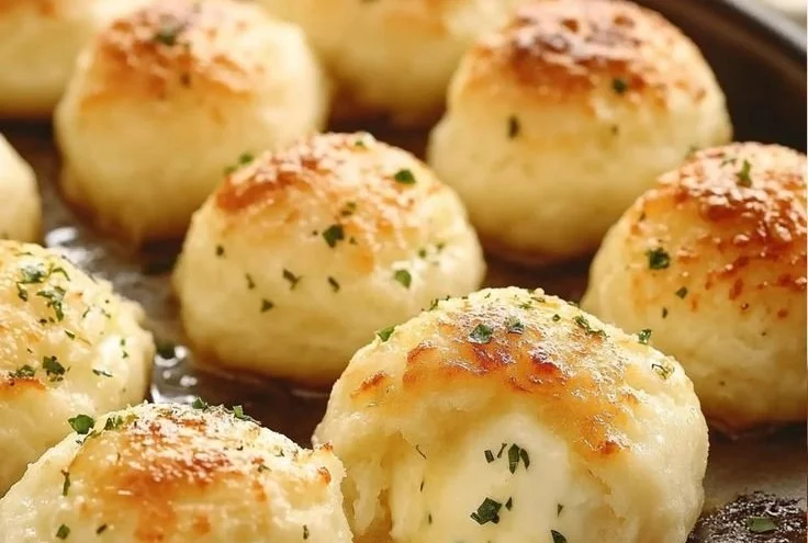 Pillsbury biscuit garlic butter cheese bombs with melted cheese and garlic