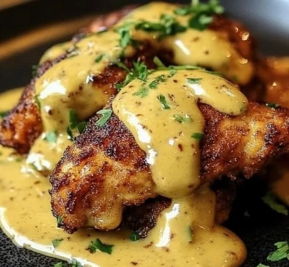 Crispy Pretzel Chicken with golden crust served on a plate