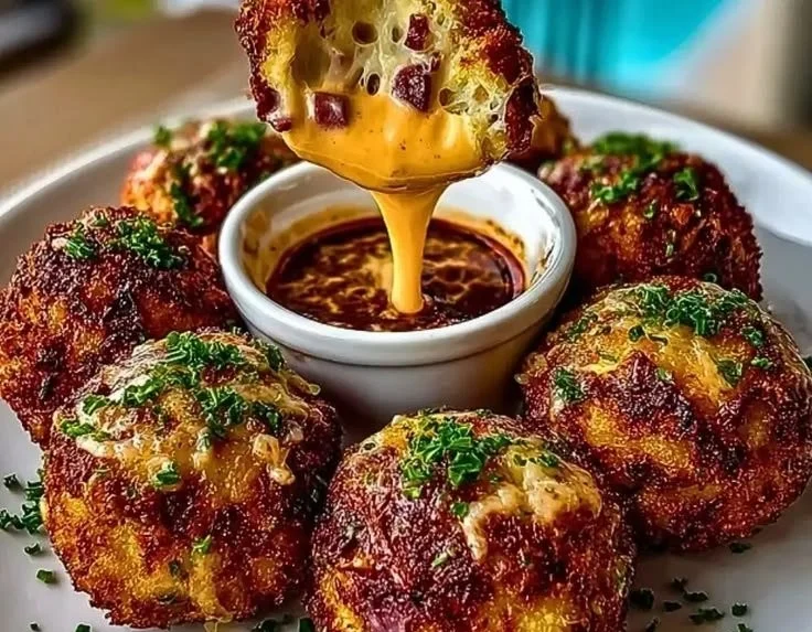 Delicious Reuben Balls served with Spicy Thousand Island dipping sauce