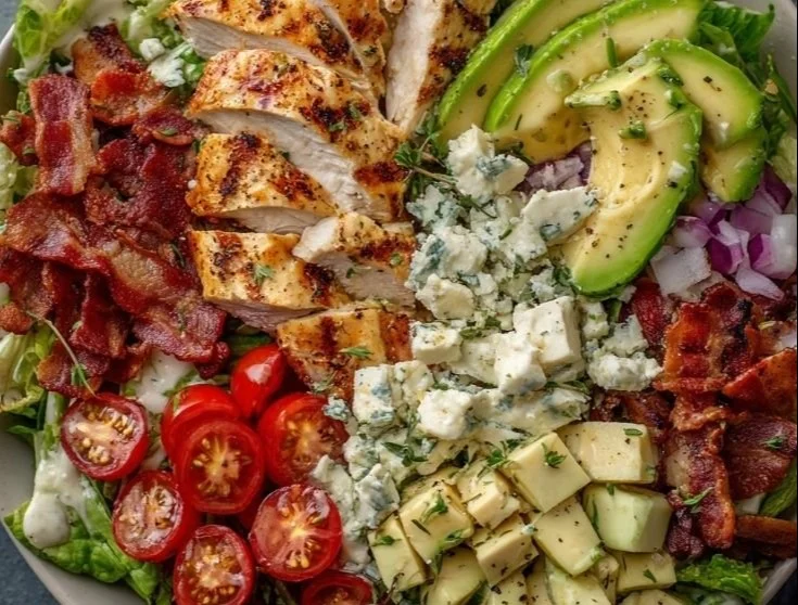 Savory BLT Chicken Salad with chicken, bacon, lettuce, and tomato